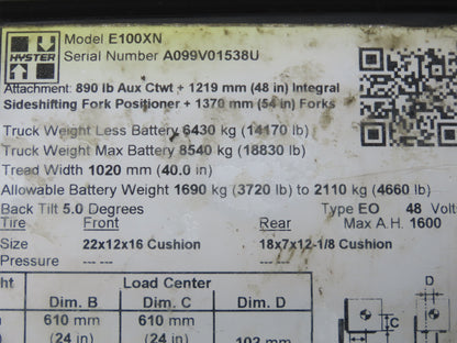 Hyster 8539580 Forklift Display Controller Module W/Key Off E100XN READ