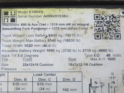 Parker ACP04AD008R57H Forklift Hydraulic Accumulator 900 PSI Off Hyster E100XN