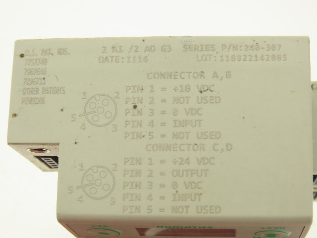 Numatics 240-307 Aventics Manifold Part G3 High Current 2AI/2AO 5 0-10VDC