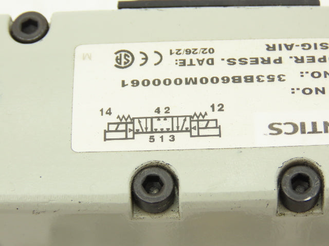 Aventics 353BB600M000061 2035 Series Sol-Pilot Valve 24VDC W/Manifold 5 Port
