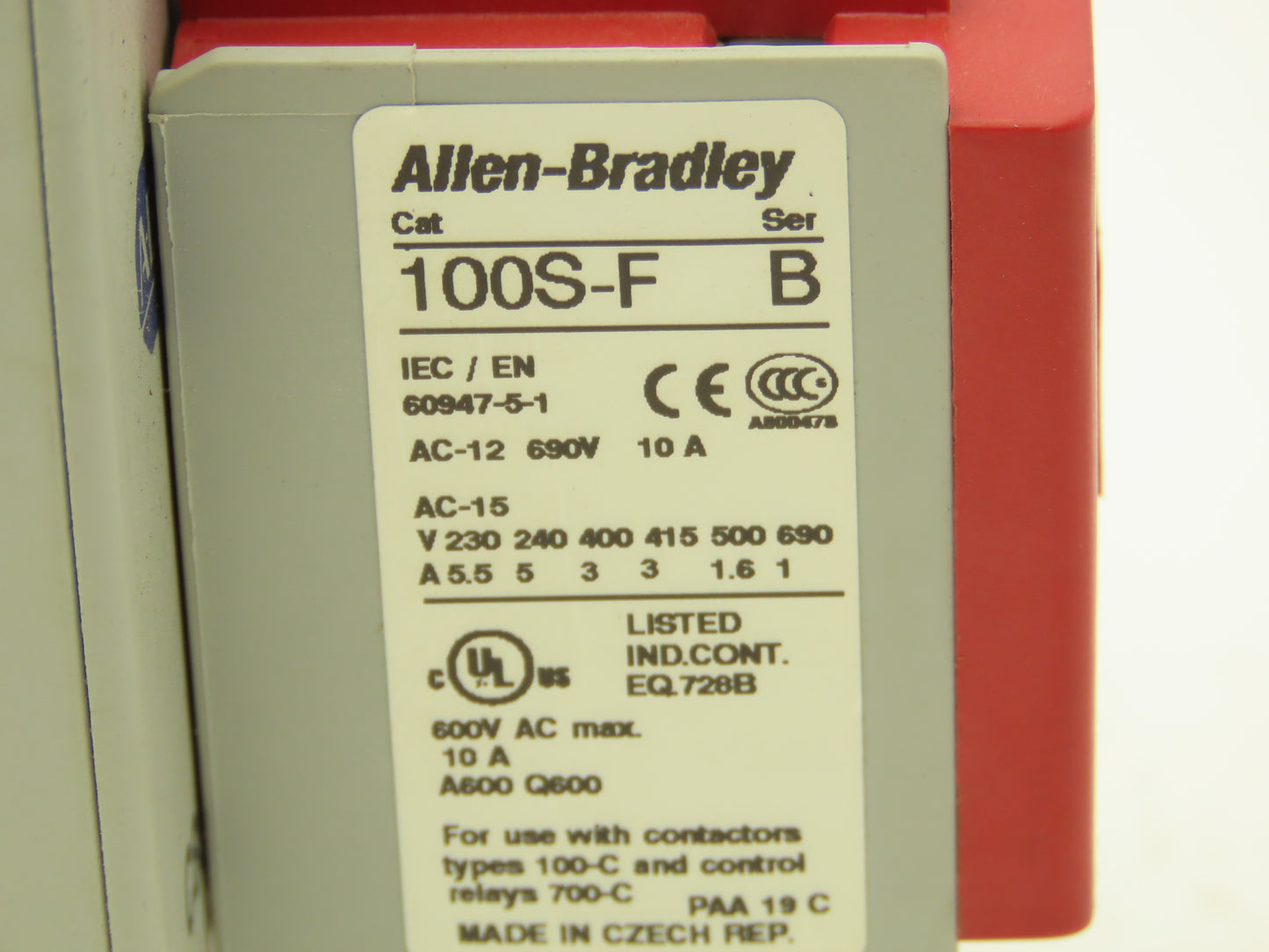 Allen Bradley 100S-C85DJ14C Safety DC Contactor Contact Block 24V Coil 600V 3PH