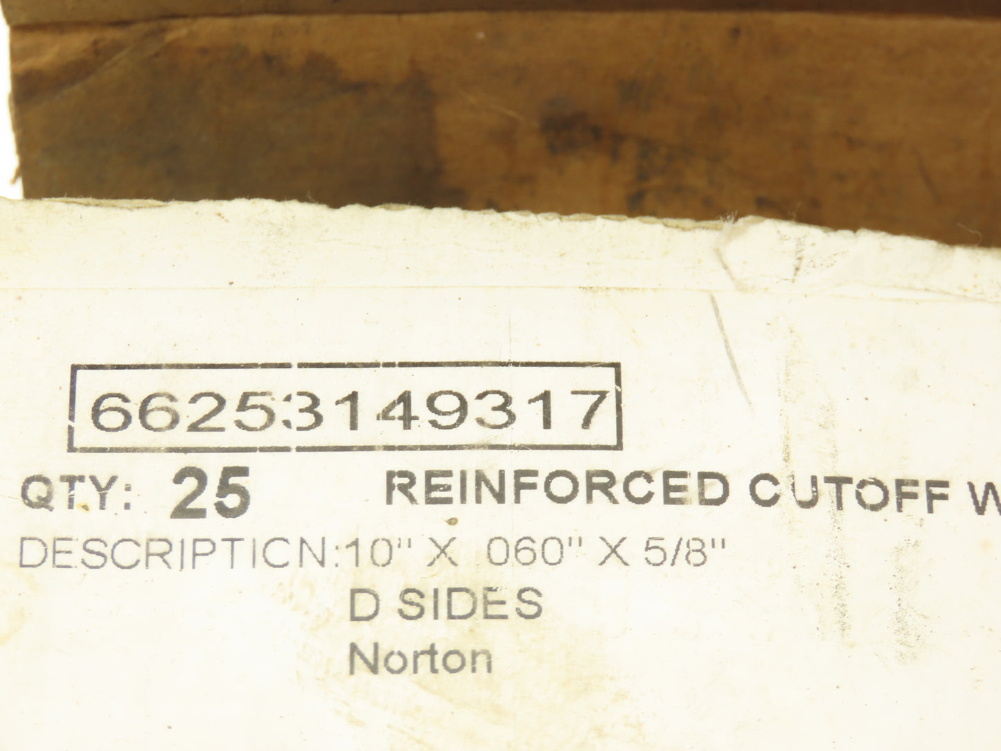 Norton Abrasives 66253149317 Cutoff Wheel 10 " x  .060" x 5/8" Box of 25