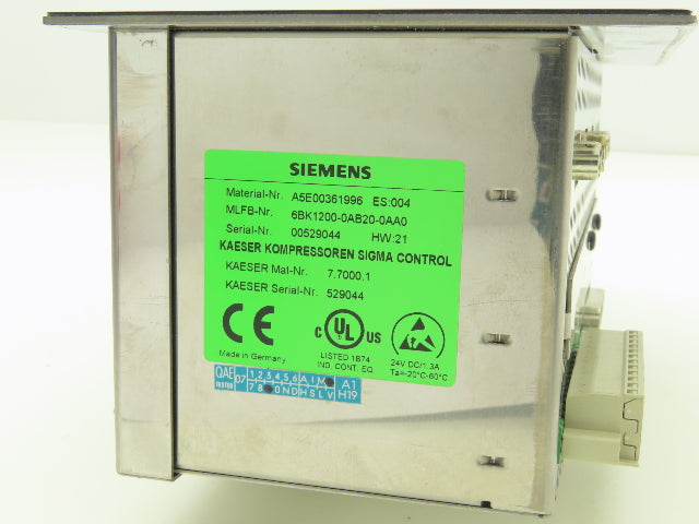 Siemens Kaeser Sigma A5E00361996 Air Compressor Operator Control Panel
