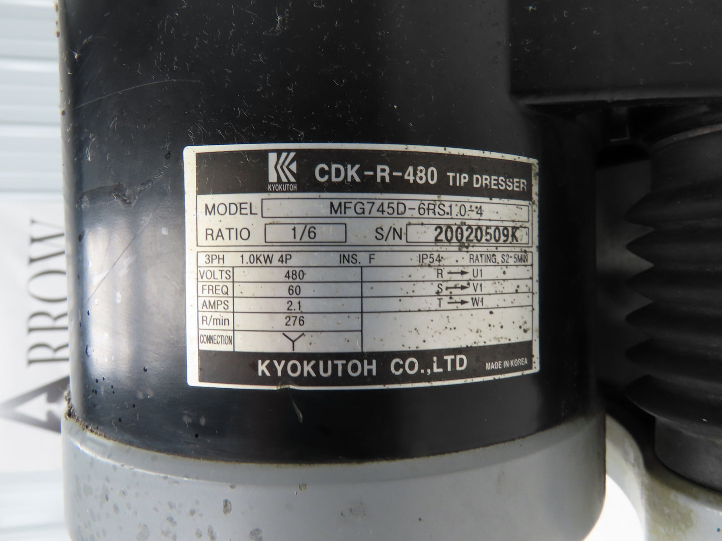 Kyokutoh CDK-R-480 Auto Tip Dresser High Speed 1-6 Ratio 3Ph 460V 60Hz 276 RPM