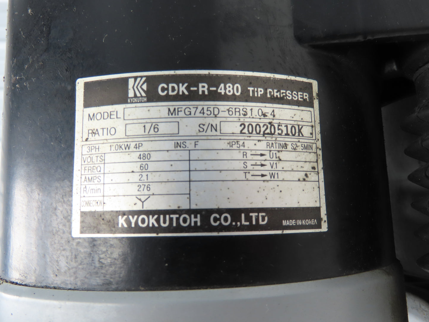 Kyokutoh CDK-R-480 Auto Tip Dresser High Speed 1-6 Ratio 3Ph 460V 60Hz 276 RPM