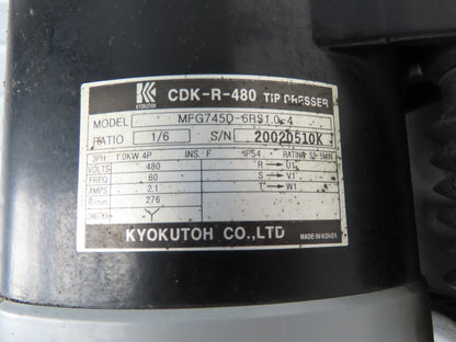 Kyokutoh CDK-R-480 Auto Tip Dresser High Speed 1-6 Ratio 3Ph 460V 60Hz 276 RPM