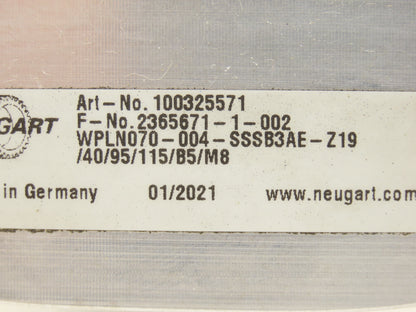 Neugart WPLN070-004-SSSB3AE-Z19/40/95/115/B5/M8 Right Angle Gearbox 4:1 Reducer