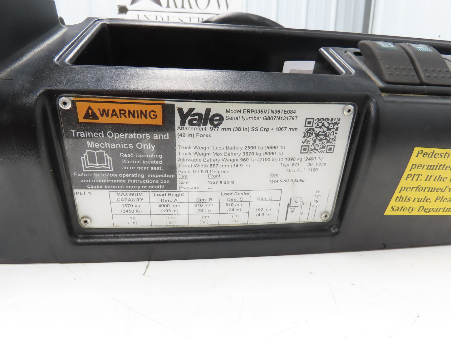 Yale 8808585 Forklift Steering Wheel & Bracket Assembly Off ERP035VTN36TE084