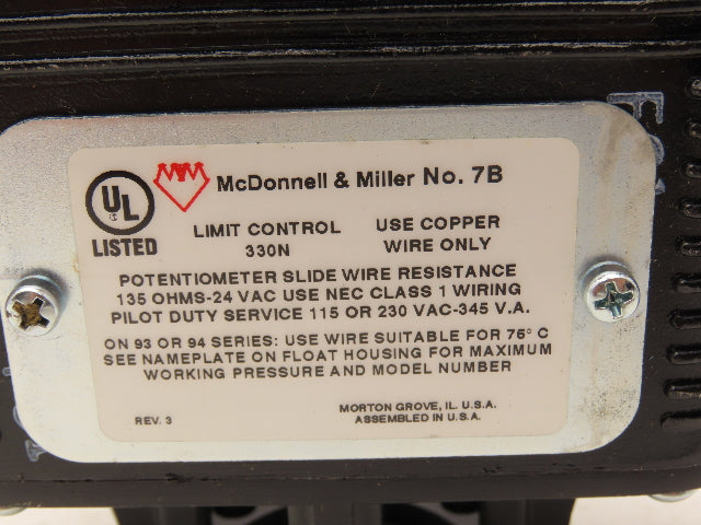 McDonnell & Miller 110800 Proportioning LWCO Electric Switch W/Automatic Reset
