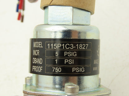ITT Neo-Dyn 115P1C3-1827 Pressure Switch 5A 125/250V 1/4"x 1/2"NPT Tamper Proof