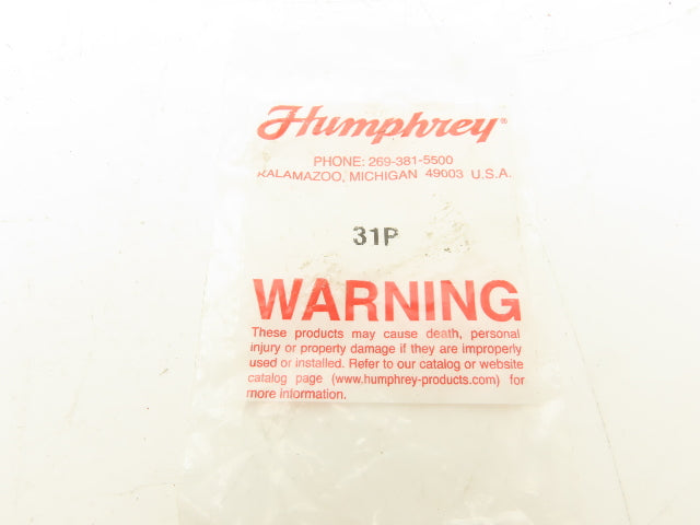 Humphrey 31P Plunger Air Valve Brass 3 Ports 1/8" NPT Spring Return Lot of 2