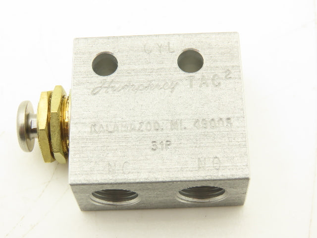 Humphrey 31P Plunger Air Valve Brass 3 Ports 1/8" NPT Spring Return Lot of 2
