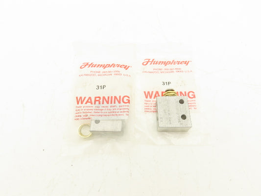 Humphrey 31P Plunger Air Valve Brass 3 Ports 1/8" NPT Spring Return Lot of 2