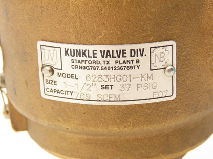 Kunkle Valve 6283HG01-KM Pressure Relief Valve Size 1-1/2" Male Set 37 PSI Brass