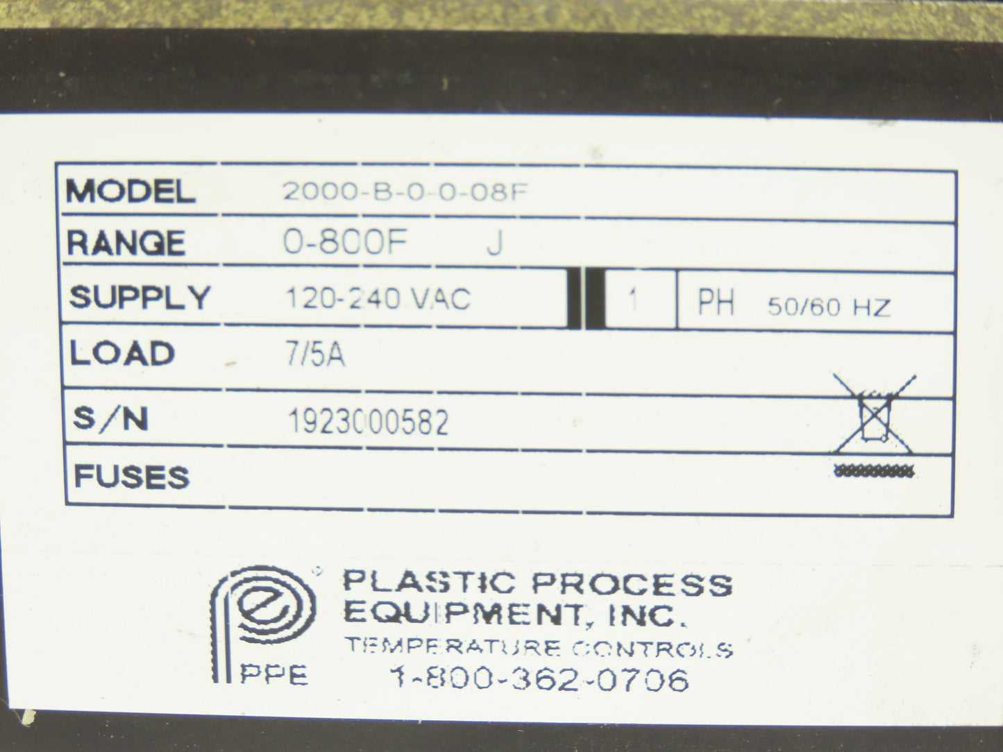 Athena 2000-B-0-0-08F 0-800F Analog Temperature Controller 120-240VAC 1PH