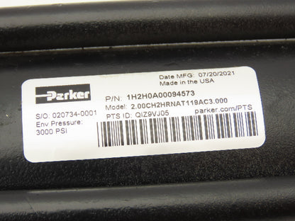 Parker 2.00CH2HRNAT119AC3.000 Hydraulic Cylinder 2" Bore x 3" Stroke 3000PSI