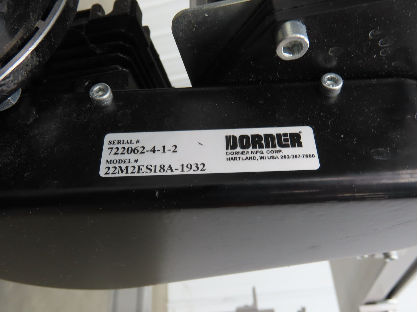 Dorner 2200 Belt Conveyor 18"W x 60"L 115V Variable Speed Center Drive 6FPM