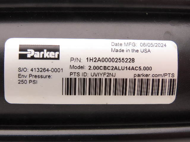 Parker 2.00CBC2ALU14 Pneumatic Air Cylinder 2" Bore 5" Stroke Rear Clevis Mount