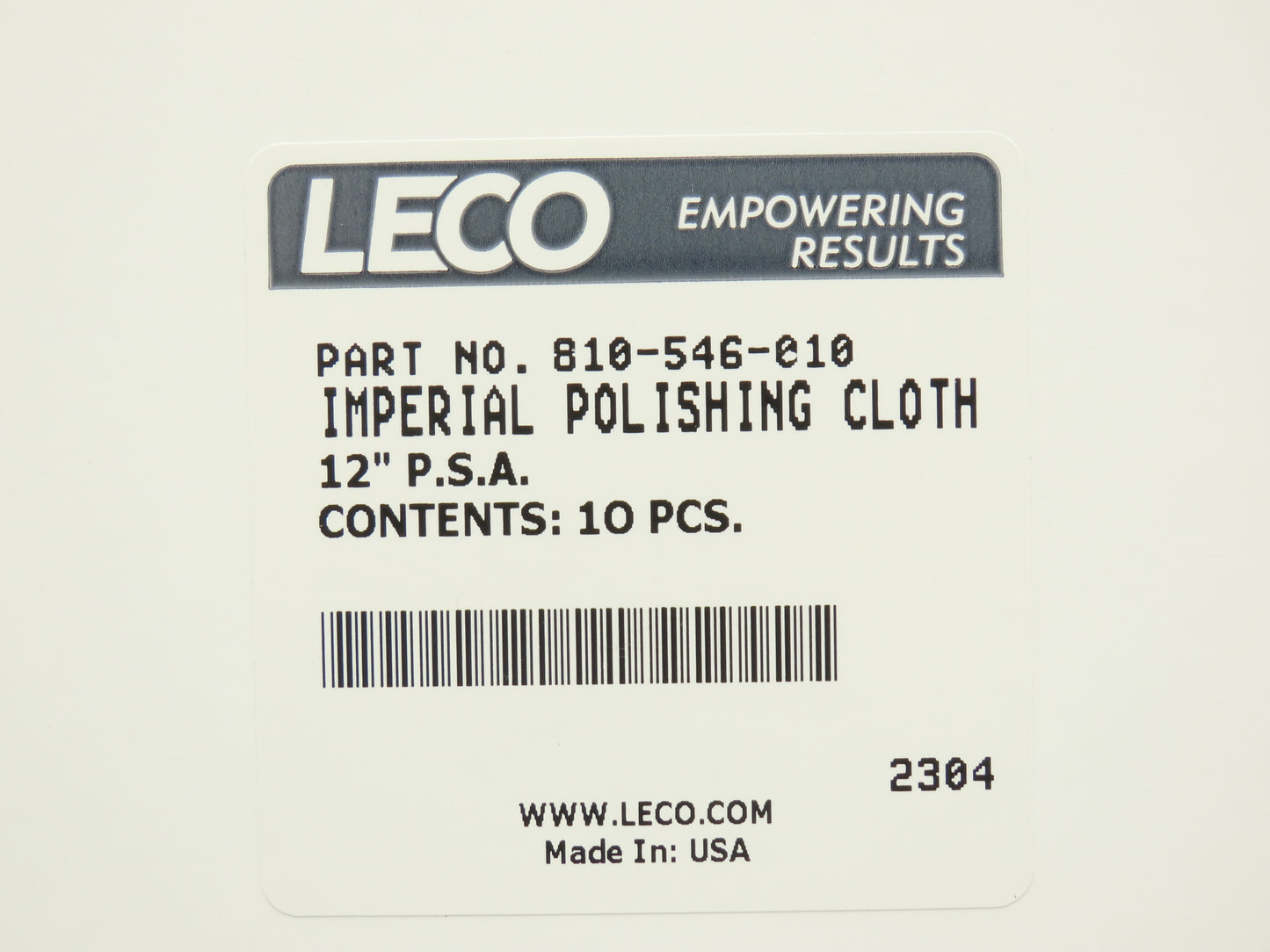LECO 810-546-010 Imperial Polishing Cloth 12" P.S.A. 300mm Diameter Pack of 10