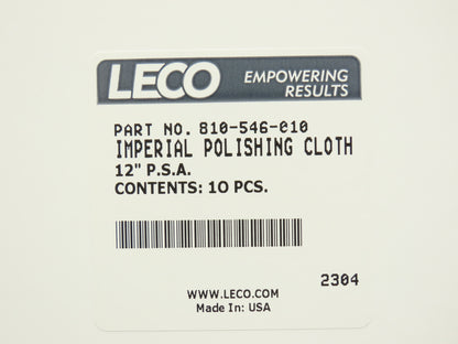 LECO 810-546-010 Imperial Polishing Cloth 12" P.S.A. 300mm Diameter Pack of 10