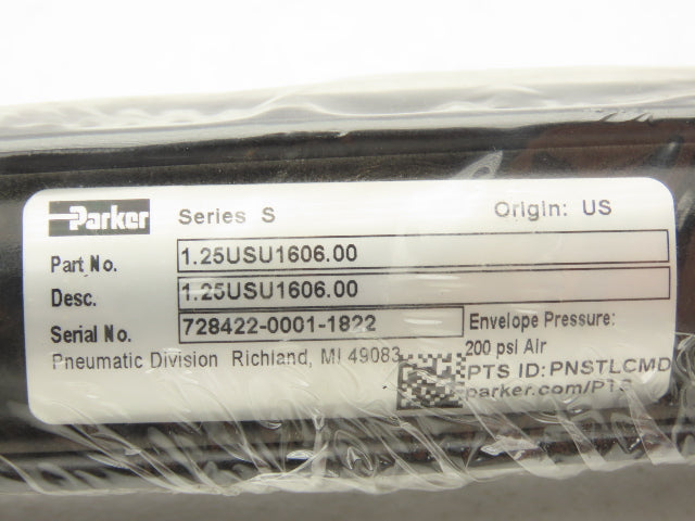 Parker 1.25USU1606.00 Pneumatic Air Cylinder 1.25" Bore 6" Stroke 200PSI