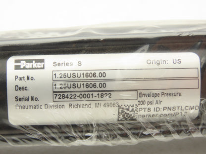 Parker 1.25USU1606.00 Pneumatic Air Cylinder 1.25" Bore 6" Stroke 200PSI