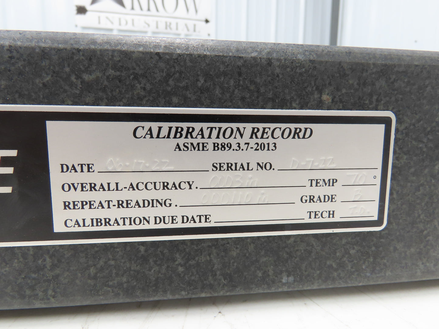 Standridge Granite Surface Inspection Plate 24 x 18 x 3" Grade B Tool Room