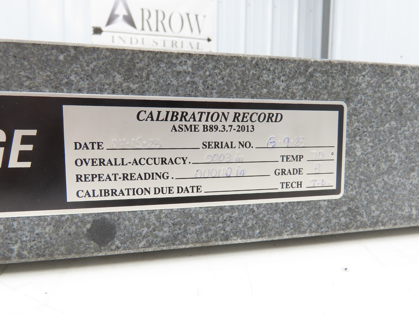 Standridge Granite Surface Inspection Plate 18 x 24 x 3" Grade B Tool Room