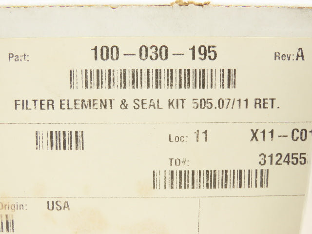 MTS Systems 100-030-195 Hydraulic Filter with Parker Seal Kit FTS-0003