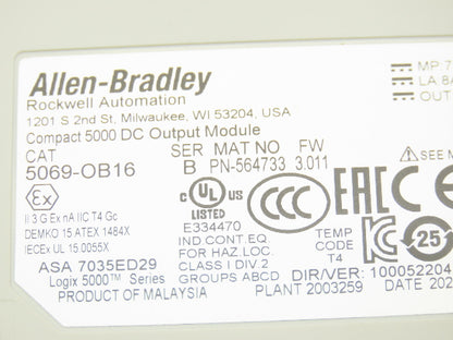 Allen Bradley 5069-OB16 Compact I/O Output Module 24V 16 Channel FW 3.011