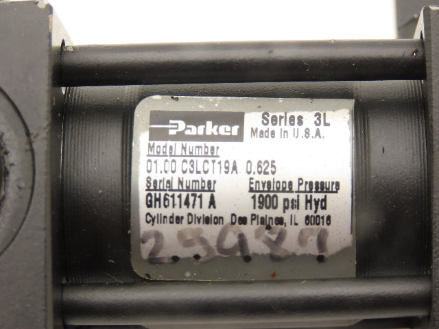 Parker 1.00 C3LCT19A 0.625 Hydraulic Cylinder 1" Bore 0.625" Stroke 1900 PSI