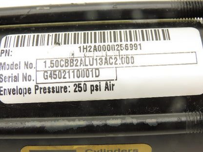 Parker 1.50CBB2ALU13AC2.000 Pneumatic Air Cylinder 1.5" Bore 2" Stroke 250PSI