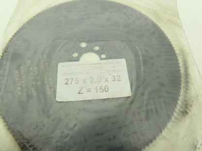 Haberle HSS-DMo5 275x2.0x32 High Speed Saw Blade 275mm x 32mm Bore x 2mm Thick