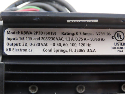 KB Electronics Dorner Motor Speed Control Input 115/230V 1Ph Output 230V 3Ph