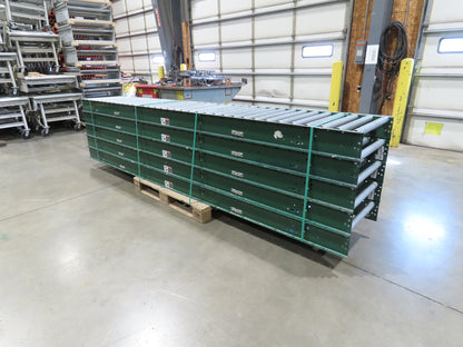 Dematic Rapistan 24"x 12' Gravity Roller Conveyor 22"BF 1.9"Dia  5-Sections 60'L