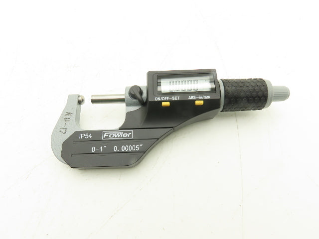 Fowler 54-860-001-1 Digital Outside Micrometer 0-1" 25mm Ball Anvil Flat Spindle