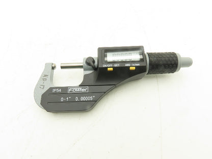 Fowler 54-860-001-1 Digital Outside Micrometer 0-1" 25mm Ball Anvil Flat Spindle