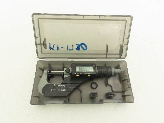 Fowler 54-860-001-1 Digital Outside Micrometer 0-1" 25mm Flat Anvil & Spindle