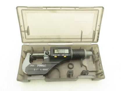 Fowler 54-860-001-1 Digital Outside Micrometer 0-1" 25mm Ball Anvil Flat Spindle