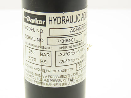 Parker ACP04AD008R57H Forklift Hydraulic Accumulator 900 PSI Off Hyster E80XN