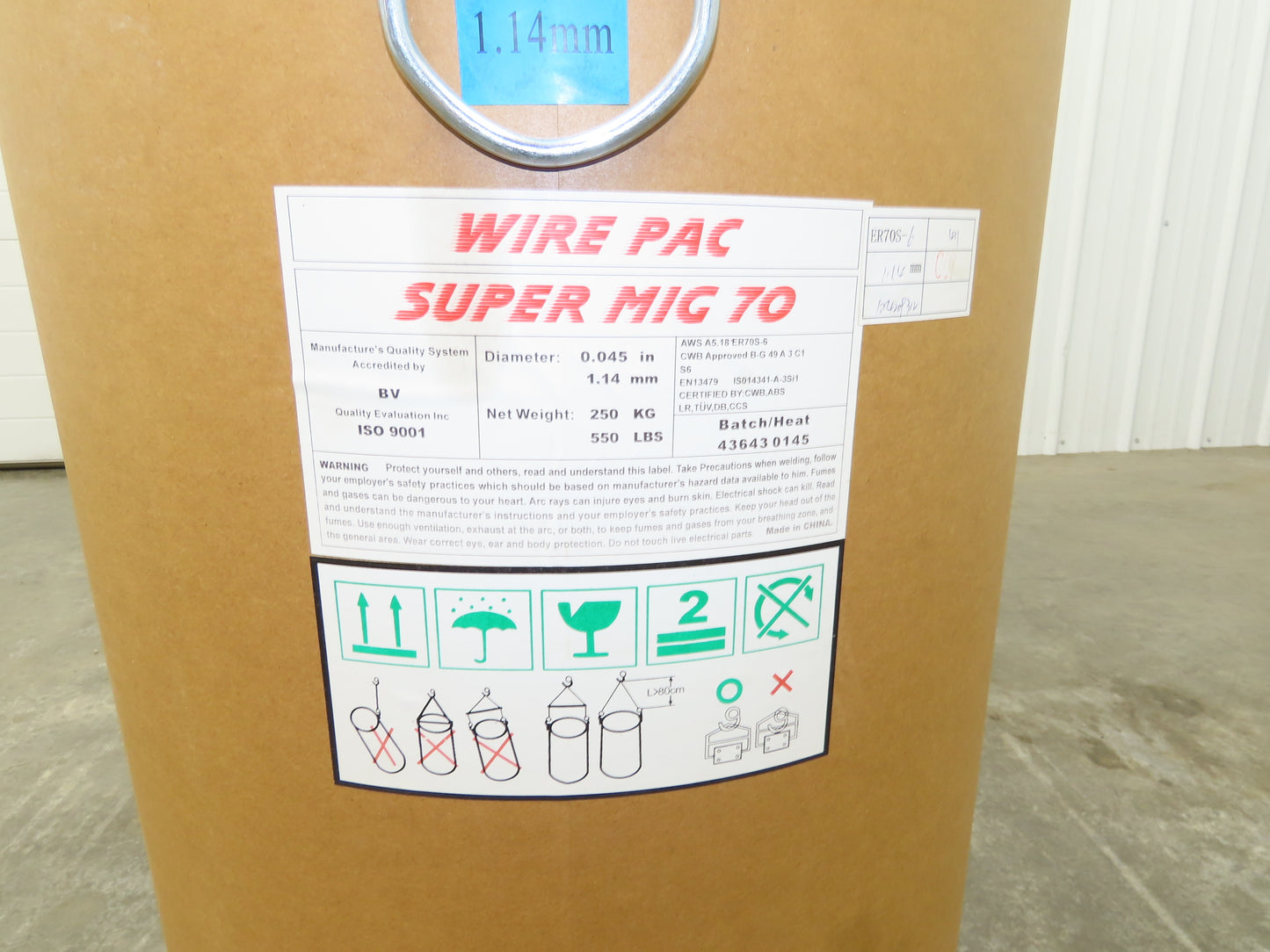 Wire Pac Super Mig 70 Mild Steel Welding Wire 0.045" 550lb Feed Drum 1.14mm
