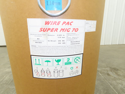Wire Pac Super Mig 70 Mild Steel Welding Wire 0.045" 550lb Feed Drum 1.14mm