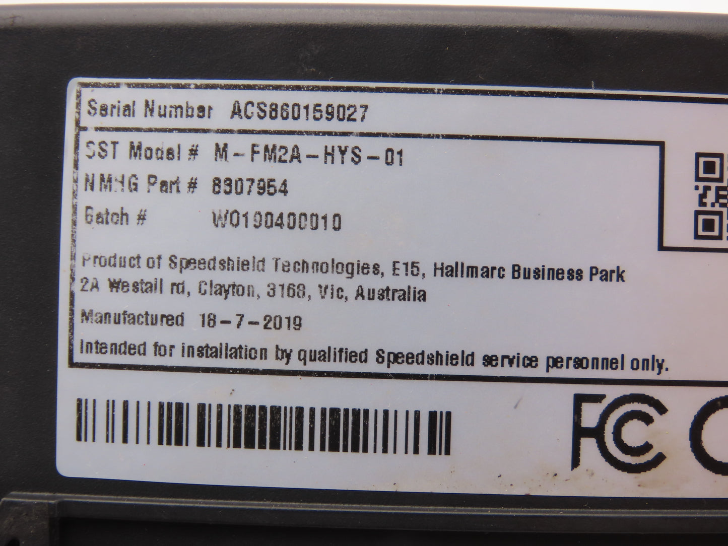 Speedshield M-FM2A-HYS-01 Tracker Display Module 8807954 Off Hyster E80XN