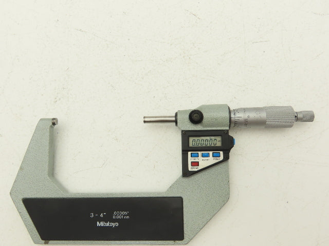 Mitutoyo 293-724-10 Digimatic Micrometer 3-4" Range .00005" Flat Anvil