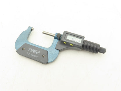 Fowler Digital Outside Micrometer 1-2" 25-50mm Range .00005" Flat Anvil No Case