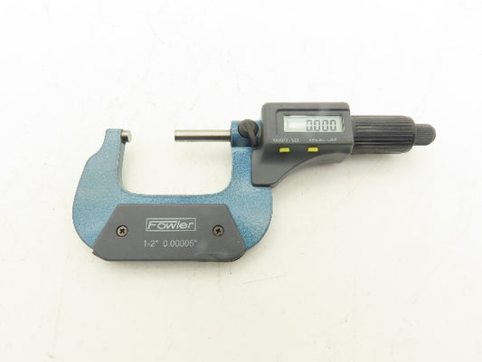 Fowler Digital Outside Micrometer 1-2" 25-50mm Range .00005" Flat Anvil No Case