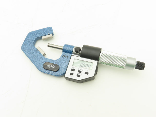 Shars 303-2434 Digital Micrometer 0.8-1.4" Range 60 Deg 3-Flute V-Anvil