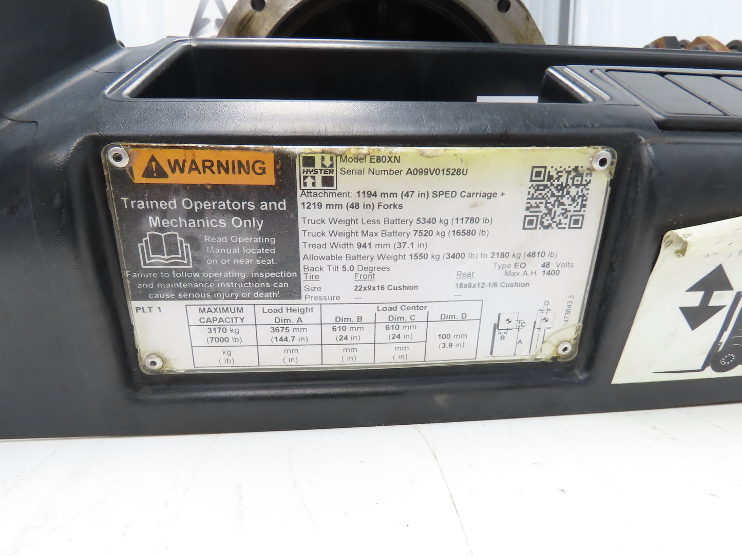 Hyster E80XN Forklift Front Dual Wheel Drive Axle Assembly 8-Lug Off E80XN