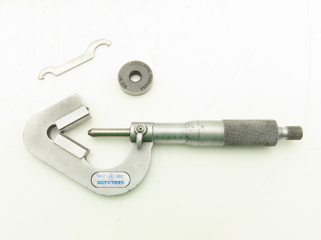 Mitutoyo 114-202 V-Anvil Micrometer 0.93"-1" Range .0001" 3-Flute Tip Spindle