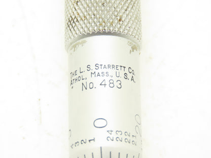 Starrett 483 V-Anvil Micrometer 1-2" Range Flat Spindle Ratchet Stop